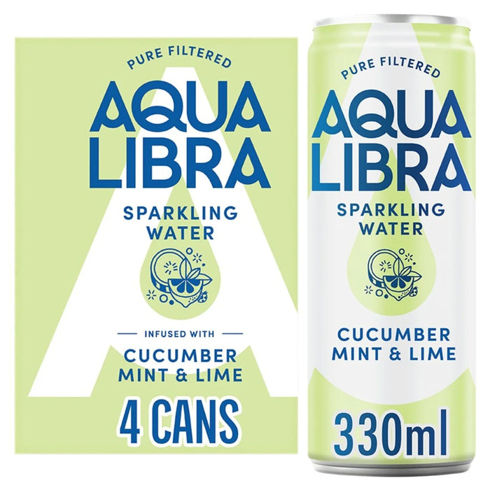 Aqua Libra Cucumber, Mint & Lime Infused Sparkling Water (4 x 300ml Pack)