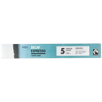 كبسولات قهوة منزوعة الكافيين من M&S Fairtrade، 10 كبسولات في كل عبوة