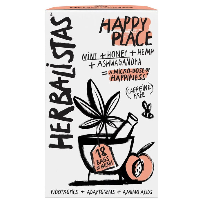 Herbalistas Happy Place Herbal Tea with Mint, Honey & Hemp 18 per pack