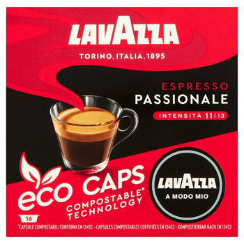 كبسولات قهوة Lavazza A Modo Mio Eco Caps القابلة للتحلل، 16 كبسولة في كل عبوة