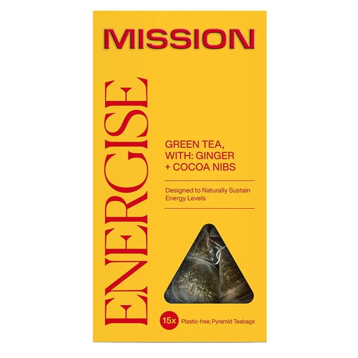 Mission dynamiser les sachets de thé vert avec des plumes de cacao et du gingembre 15 par paquet
