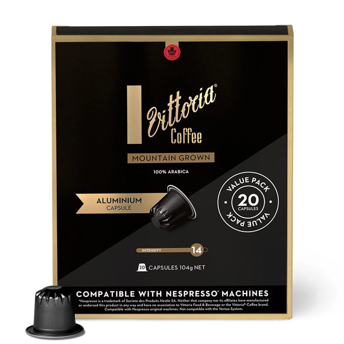 Vittoria Mountain Grown Aluminium Nespresso Compatible Capsules 20 per pack