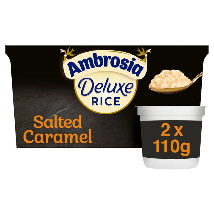 Ambrosia Deluxe Rice Pudding Salted Caramel Dessert Snack Pots 2 x 110g
