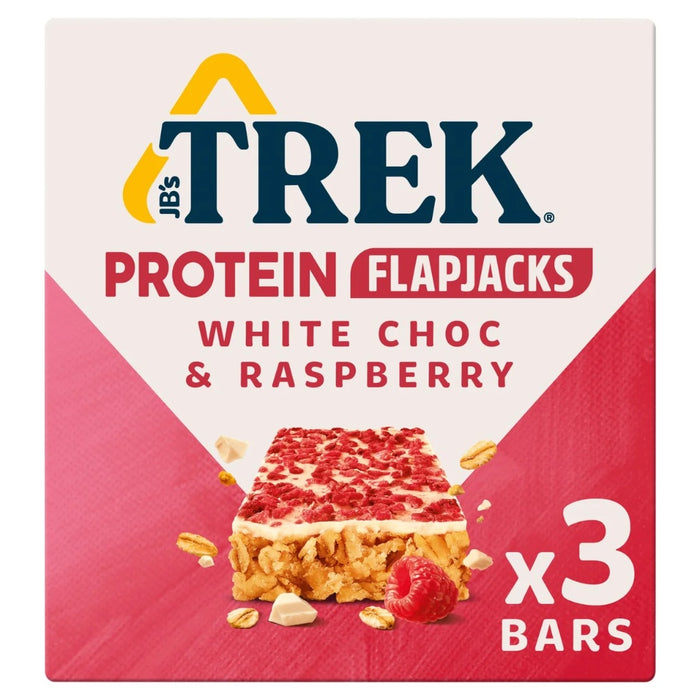 Trek White Chocolate y Raspberry Protein Flapjacks 3 x 50g