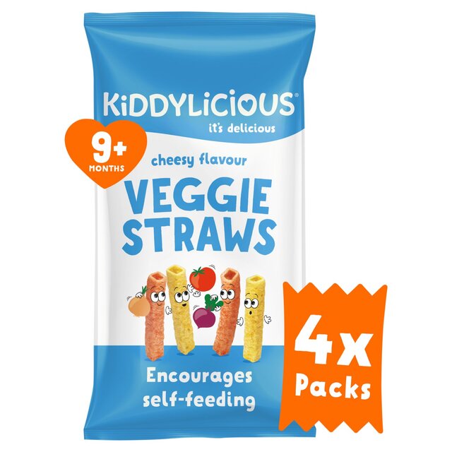Kiddylicious Cheesy Veggie Cannucce Snack per bambini Multi 4 x 12 g