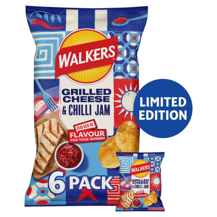 Walkers Grilled Cheese & Chilli Jam Multipack Crisps 6 pack