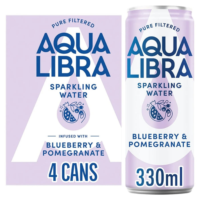 Aqua Libra Blueberry & Pomegranate Infused Sparkling Water (4 x 330ml)