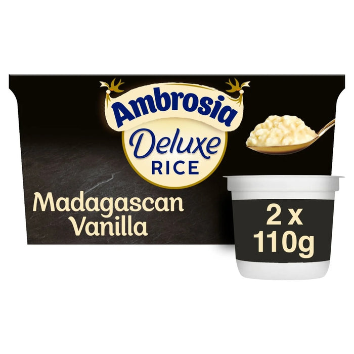 Ambrosia Deluxe Rice Pudding Madagascan Vanilla Dessert Snack Pots 2 x 110g