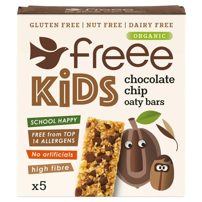 Freee Barras de avena Flapjack con chispas de chocolate orgánicas para niños sin gluten 5 x 25 g