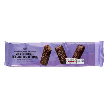 M&S Chocolate Digestive Biscuit Bars 8 per pack