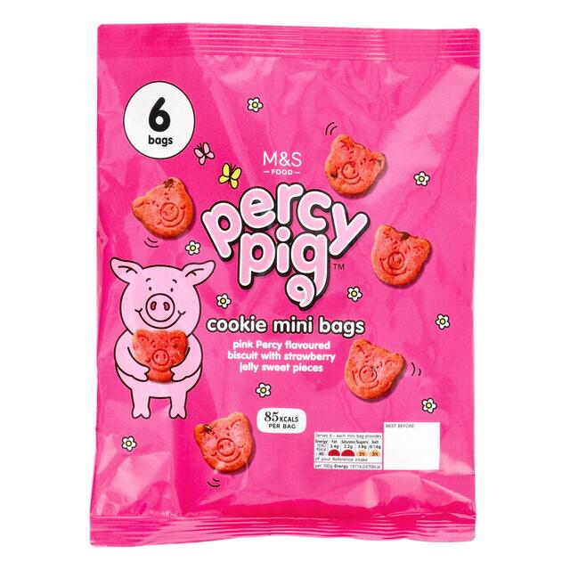 M&S All Butter Mini Percy Pig Cookie Bags 6 per pack