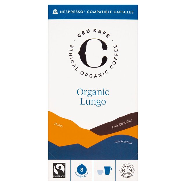 CRU Kafe Organic Fairtrade Lungo Pods 10 per pack