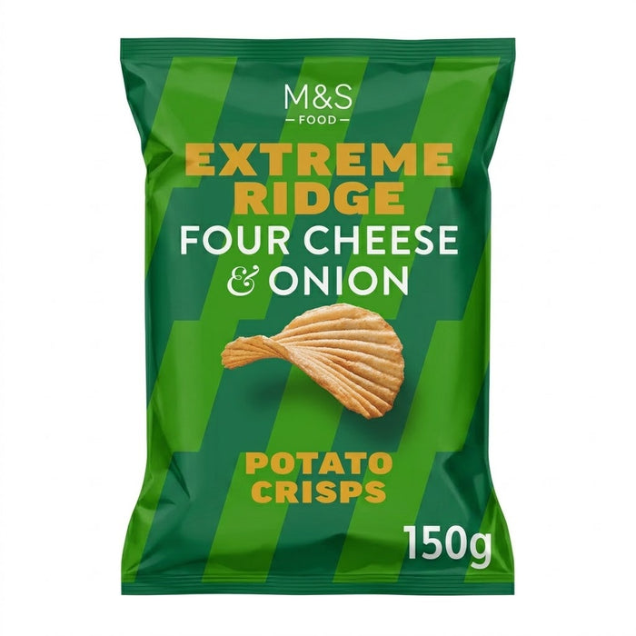 M&S Four Cheese & Onion Extreme Ridge Cut Crisps 150g