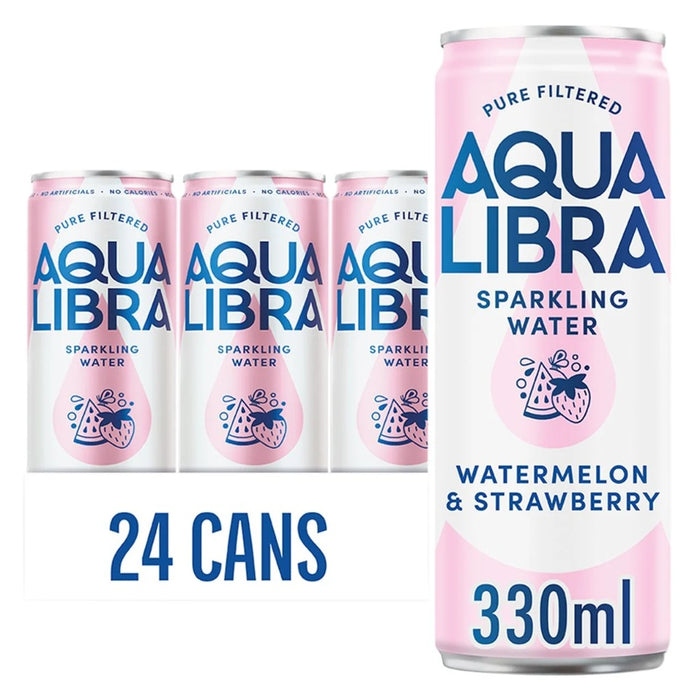 Aqua Libra Strawberry & Watermelon Sparkling Water (24 x 330ml)