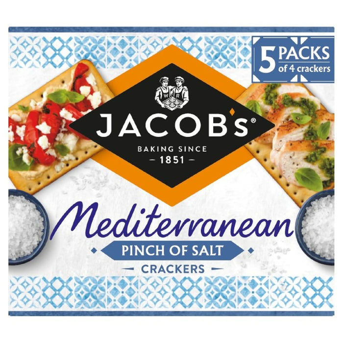 Jacob's Mediterranean Pinch of Salt Crackers, paquete múltiple de 5 x 38 g