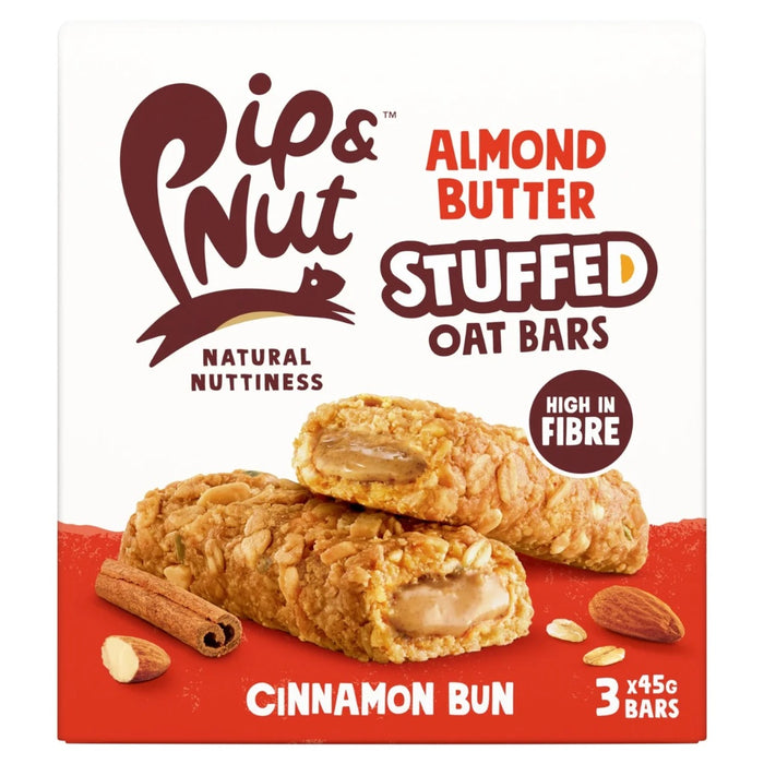 Pip & Nut Almond Butter Stuffed Cinnamon Bun Oat Bars 3 x 45g