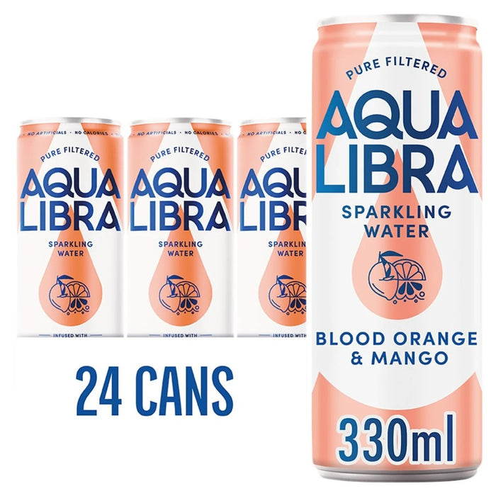 Aqua Libra Blood Orange & Mango Infused Sparkling Water (24 x 330ml)