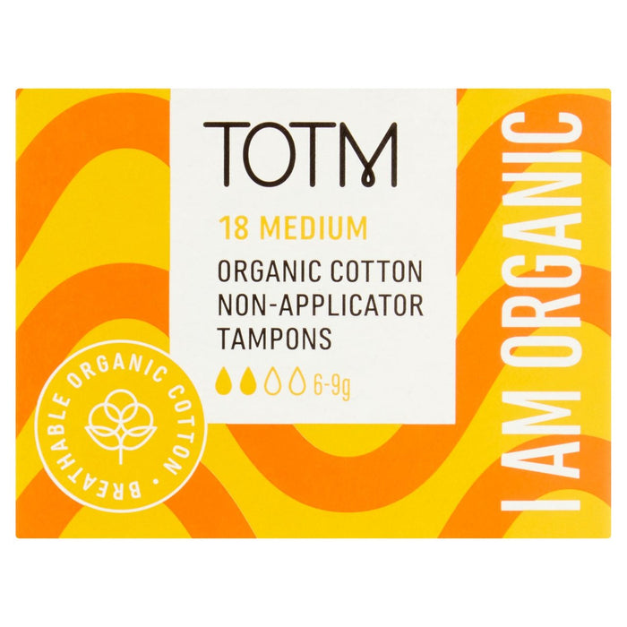 TOTM Organic Cotton Non Applicator Tampons Medium 18 per pack