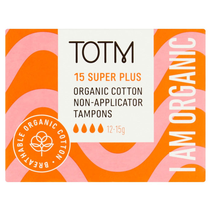 TOTM Organic Cotton Non-Applicator Tampons Super Plus 15 per pack