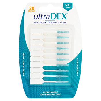 فرشاة UltraDEX بين الأسنان خالية من الأسلاك، صغيرة/متوسطة، 20 في كل عبوة