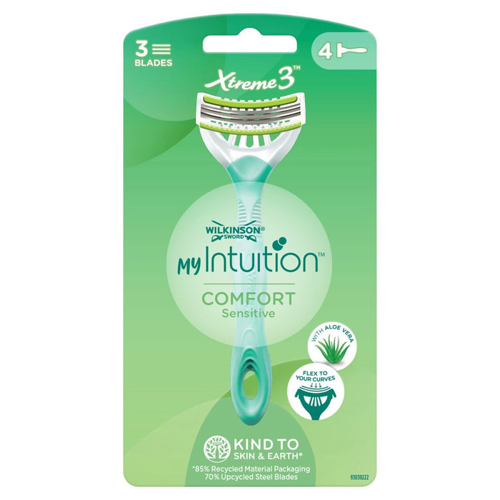 ويلكنسون سورد myIntuition Xtreme 3 شفرات حلاقة نسائية حساسة للاستعمال مرة واحدة، 4 في كل عبوة