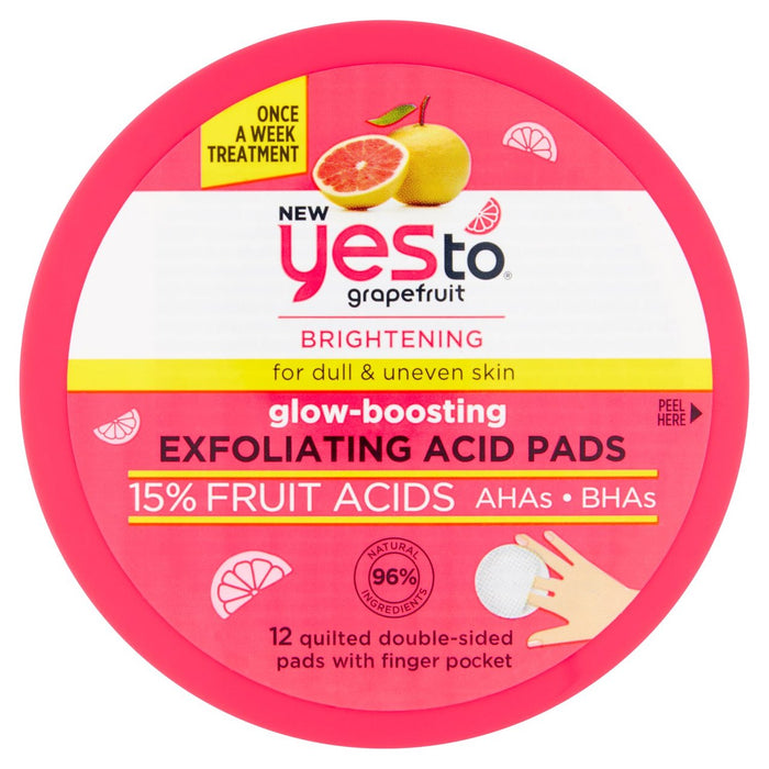Yes to Glow-Boosting Exfoliating Acid Pads 15% Fruit Acids 12 per pack