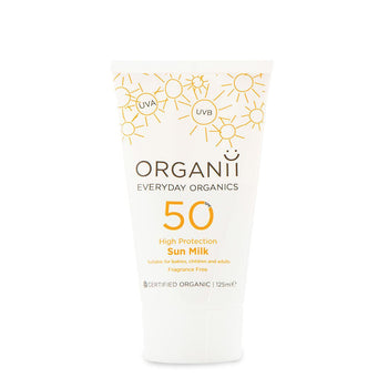 حليب نباتي عضوي للوقاية من الشمس بعامل حماية من الشمس SPF 50 من أورجاني، 125 مل