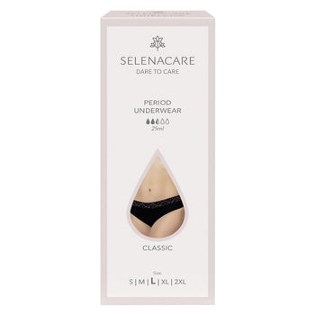 Selenacare ملابس داخلية للحيض كلاسيكية سوداء مقاس L