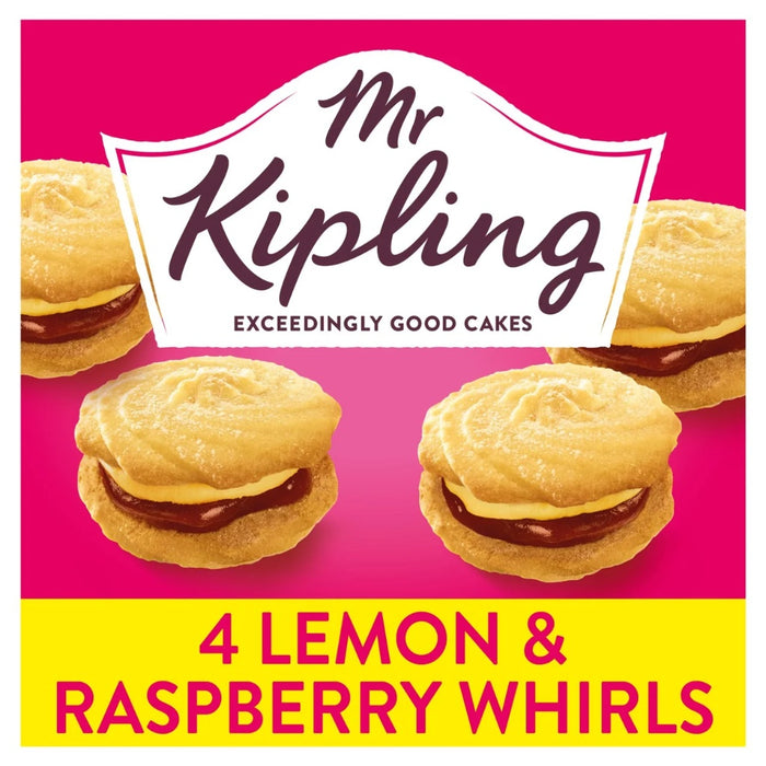 Mr Kipling Lemon and Raspberry Whirls 4 per pack