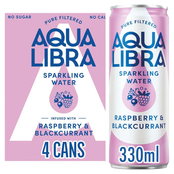 Aqua Libra Raspberry & Blackcurrant Infused Sparkling Water (4 x 330ml)
