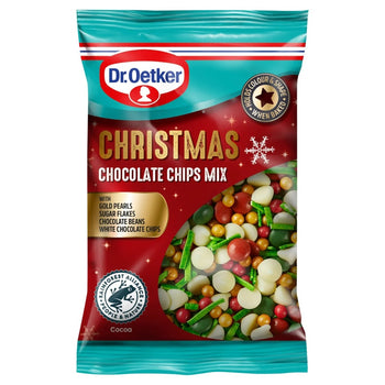 Dr. Mezcla navideña de chispas de chocolate blanco y chispas de Oetker 90 g