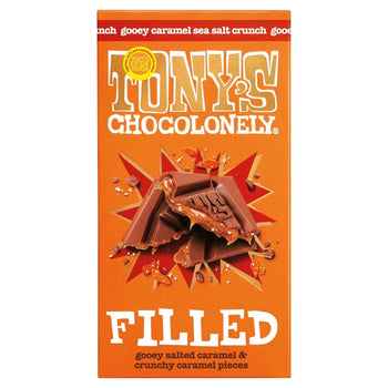 Tony's Chocolonely Milk Chocolate Caramel Sea Salt Crunch Filled Bar 135g