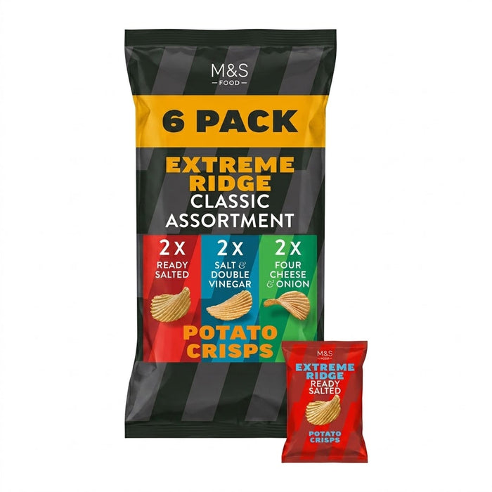 M&S Extreme Ridge Cut Crisps Assortment 6 pack