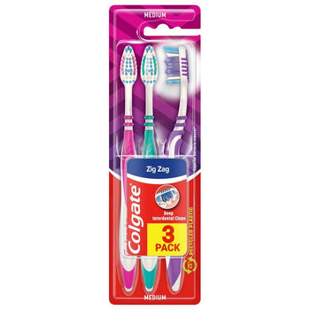 Spazzolino da denti medio Colgate ZigZag, 3 confezioni per confezione