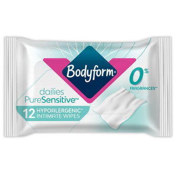 Salviette per l'igiene intima femminile Bodyform Pure Sensitive 12 per confezione