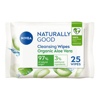 NIVEA Salviette detergenti viso all'aloe vera biologica Naturally Good 25 per confezione