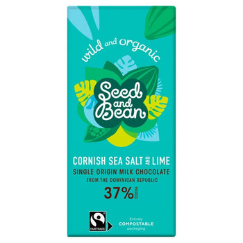 Seed & Bean Organic Milk Chocolate Bar Sea Salt & Tropical Lime 75g