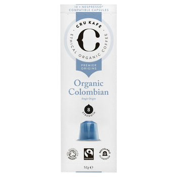 CRU Kafe Organic Single Origin Colombian Nespresso Compatible Capsules 10 per pack
