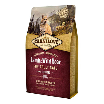 Carnilove Grain Free Adult Lamb & Wild Boar Sterilised Dry Cat Food 2kg