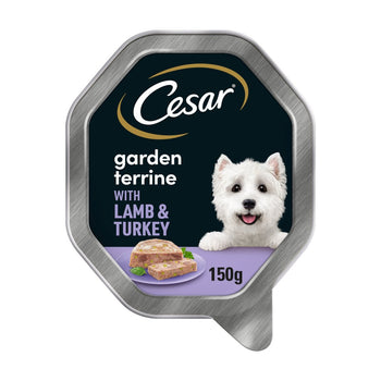 Cesar Garden Terrine Dog Food Tray Lamb Turkey & Green Beans in Loaf 150g