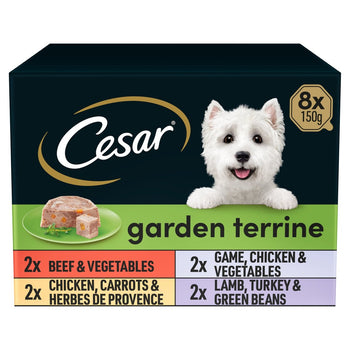 Cesar Garden Terrine Dog Food Tray Mixed in Loaf 8 x 150g
