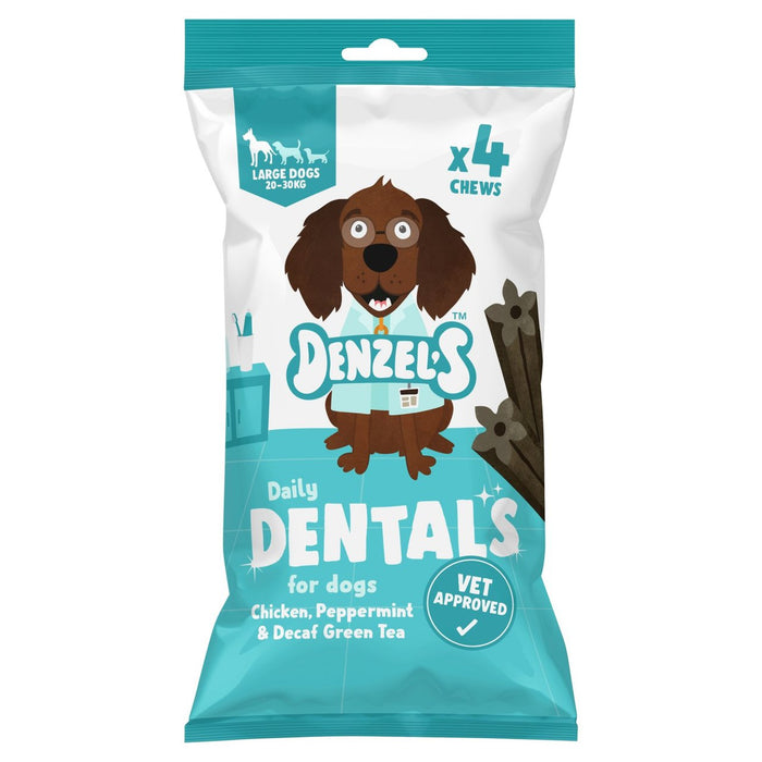 Denzel's Daily Dentals للكلاب الكبيرة، دجاج بالنعناع والشاي الأخضر منزوع الكافيين، 120 جرام