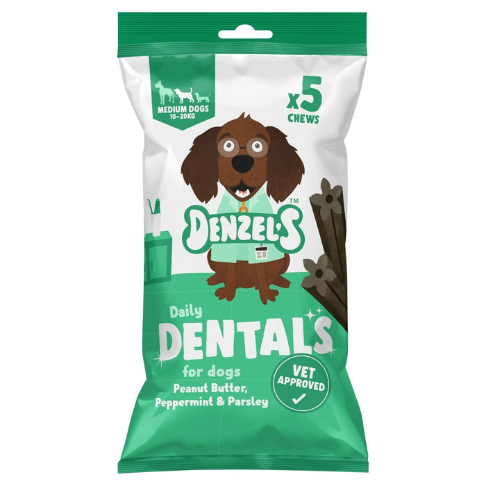 Denzel's Daily Dentals للكلاب المتوسطة، زبدة الفول السوداني والنعناع والبقدونس 100 جرام
