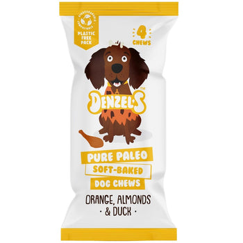 Denzels reiner Paläo -weicher gebackener Hund kaut Orangenmandeln & Duck 75g