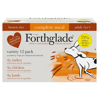 Forthglade adulte complet de dinase adulte d'agneau et de poulet pour chiens mouillés aliments 12 x 395g