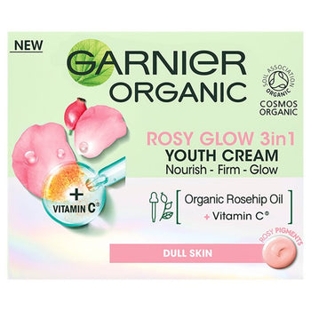Garnier Organic Rosy Glow 3in1 Youth Cream Rosehip Seed Oil 50ml