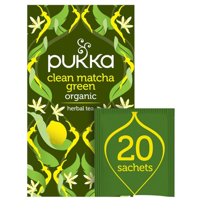 Bustine di tè verde Pukka Clean Matcha 20 per confezione