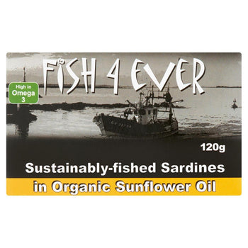 Fish 4 Ever Sardine Intere in Olio di Girasole Biologico 120g