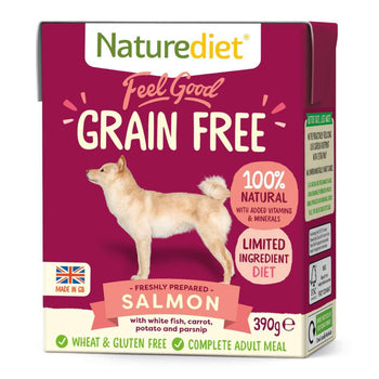 Naturediet - طعام الكلاب الرطب الكامل بسمك السلمون الخالي من الحبوب 18 × 390 جم