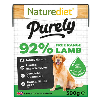 Naturediet طعام الكلاب الرطب الكامل بنسبة 92% من لحم الضأن 18 × 390 جرام